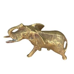 Vintage Brass Elephant Figure Upturned Trunk “Luck” Symbol 1.24lb Weight